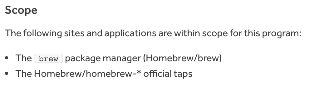 Homebrew program&rsquo;s scope section